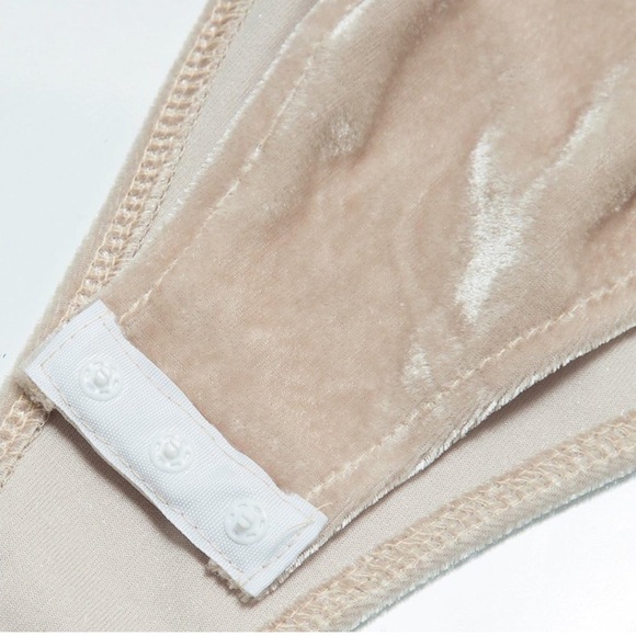 NWT Velvet nude tan bodysuit that snaps and ties up like corset in back Clothink - Picture 7 of 11